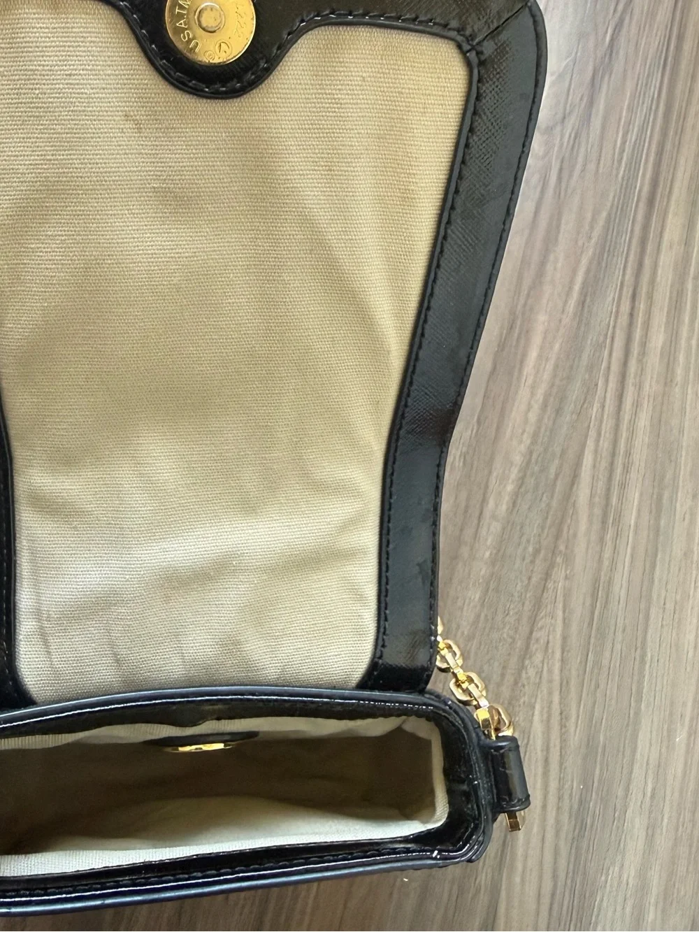 Tory Burch Black Leather Crossbody with Gold Chain Strap